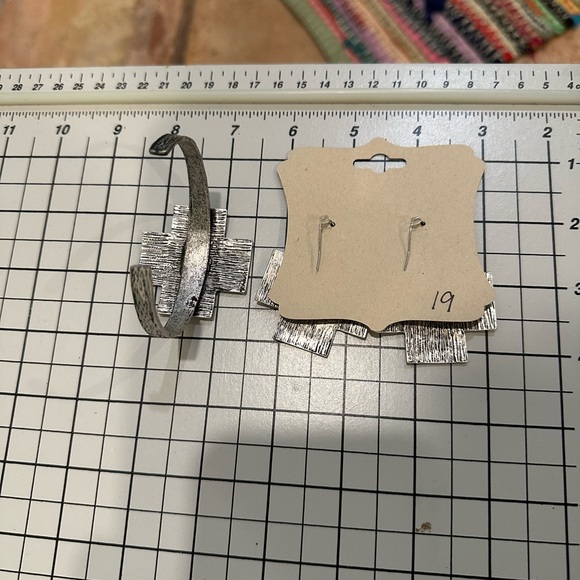 Silver Cross Bracelet and Earrings Set Boho Western Santa Fe - Picture 4 of 4